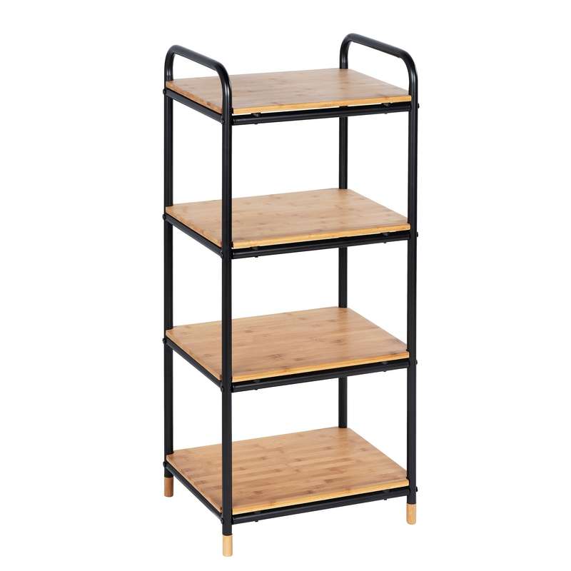 4 Tier Shelving Unit Loft Bamboo & Metal
