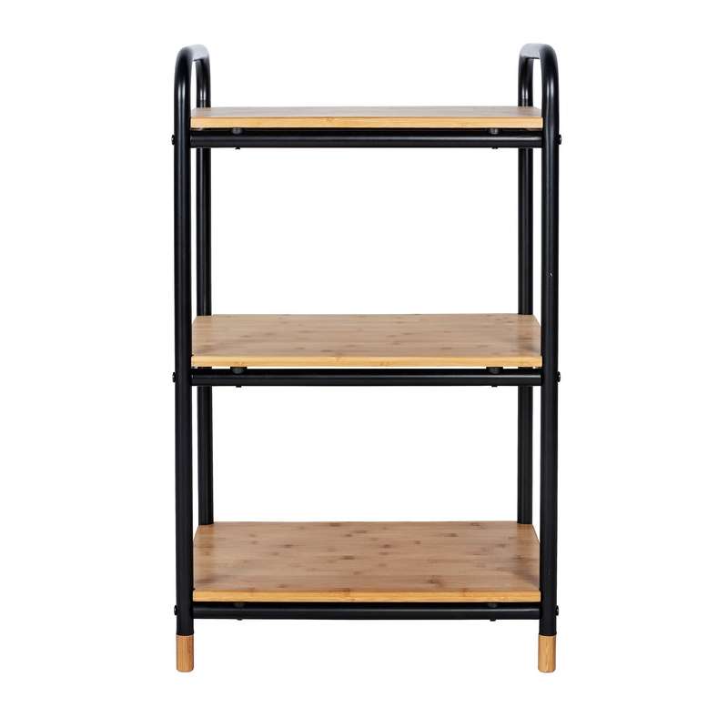 3 Tier Shelving Unit Loft Metal & Bamboo