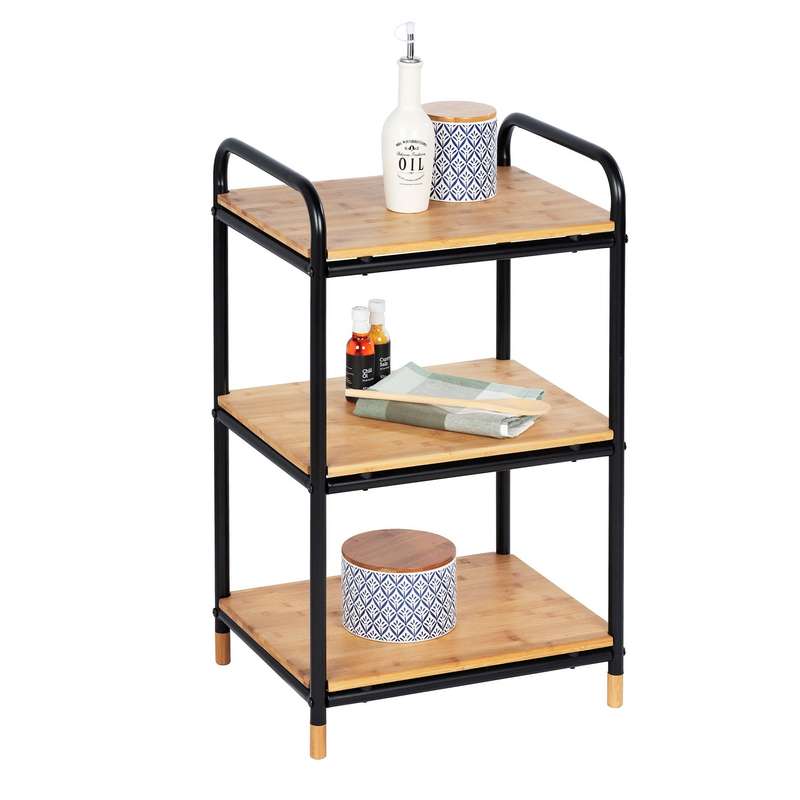 3 Tier Shelving Unit Loft Metal & Bamboo