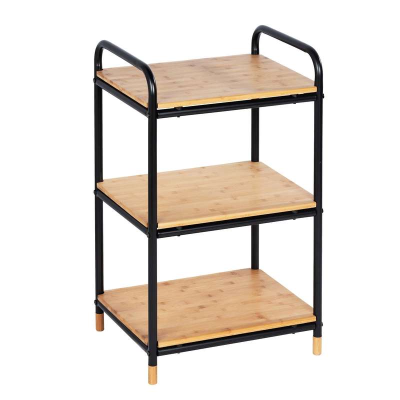 3 Tier Shelving Unit Loft Metal & Bamboo