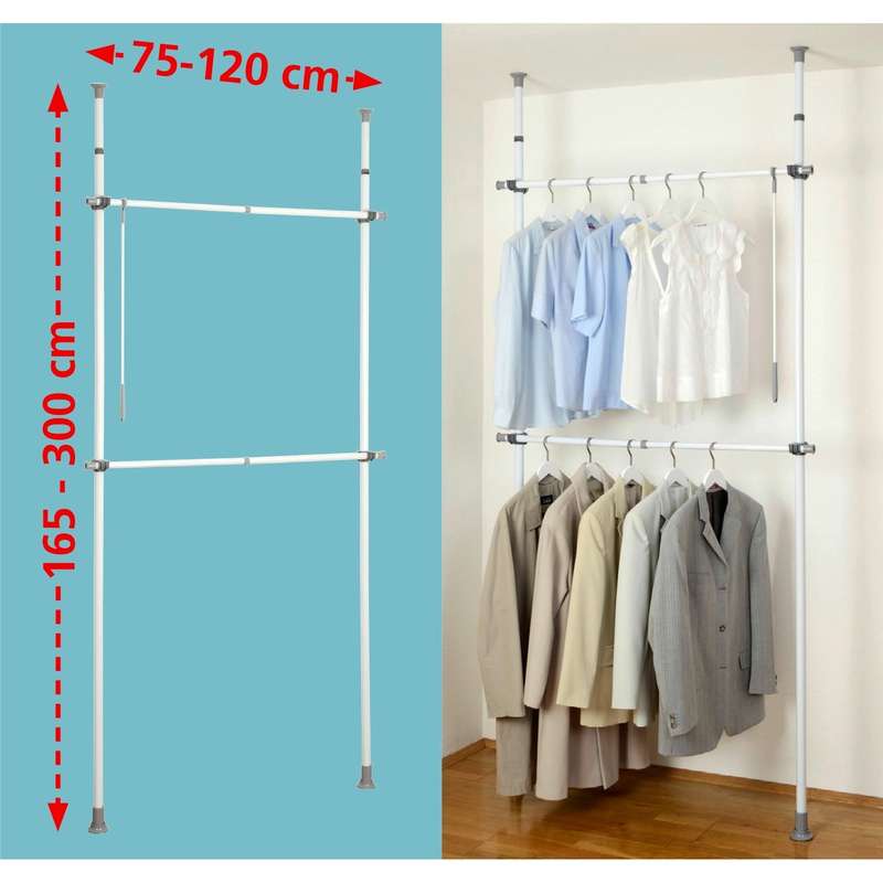 Wenko Clothing Organizer - Adjustable Telescopic System - Herkules - Basic - Grey