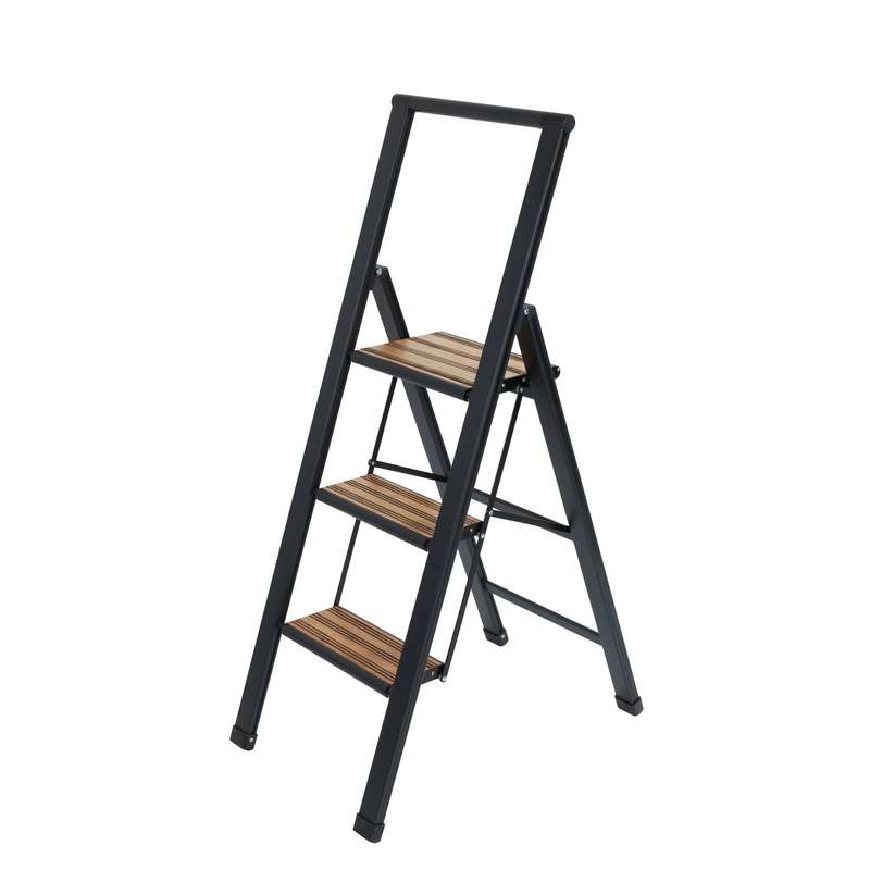 Wenko Folding Step Ladder Aluminium - 3 Steps - Black