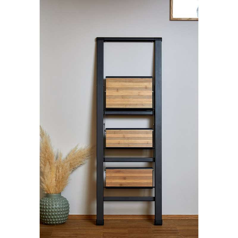 Wenko Folding Step Ladder Aluminium - 3 Steps - Black