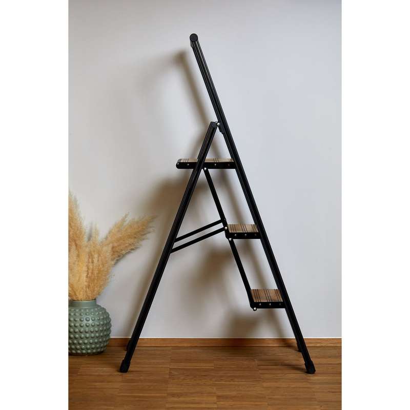 Wenko Folding Step Ladder Aluminium - 3 Steps - Black