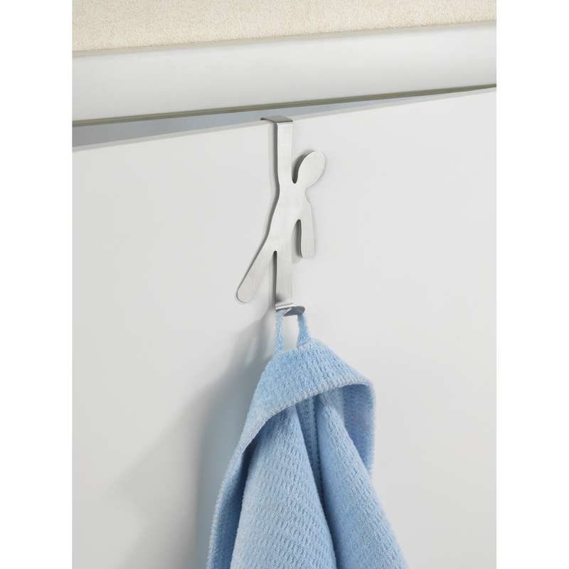 Door Mounted Hook Man Steel Matt Silver 2.5x8x15cm