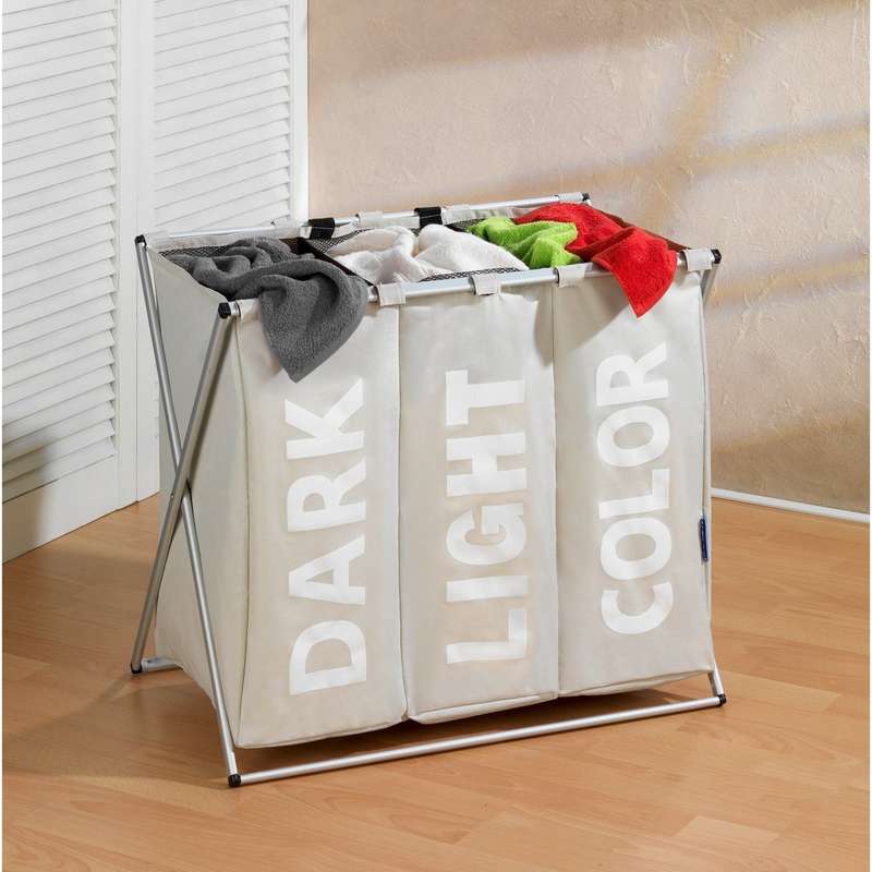Laundry Basket 130 L 3x43 L 3 Section Trio Beige