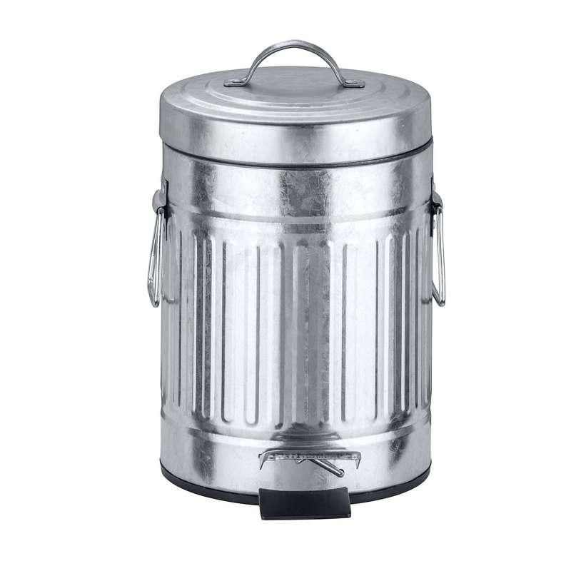 3 L Pedal Bin New York Retro Metal Silver