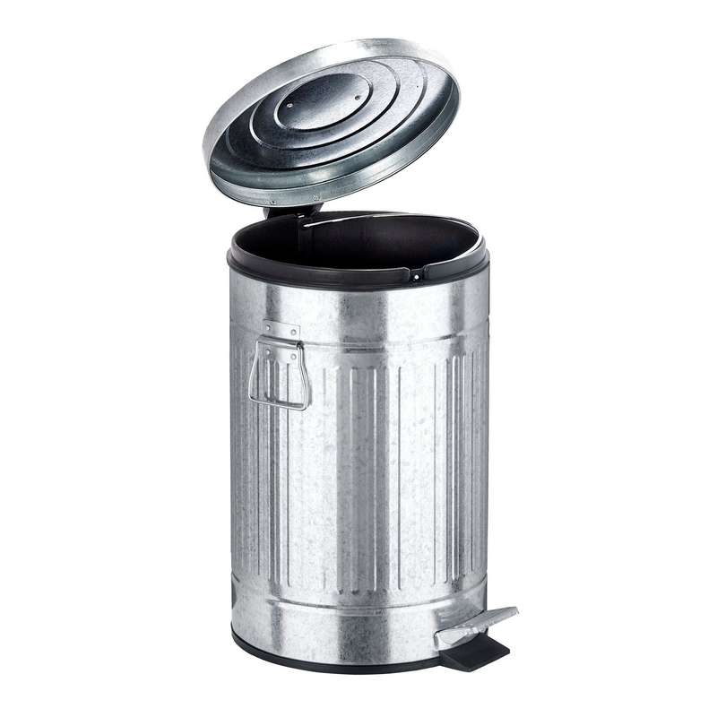 12 L Pedal Bin New York Retro Metal Silver