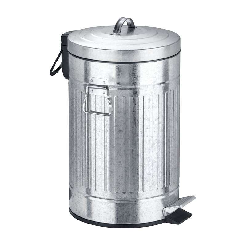 12 L Pedal Bin New York Retro Metal Silver