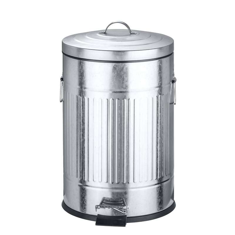 Wenko 20L Pedal Bin - New York Retro Style - Easy Close - Silver