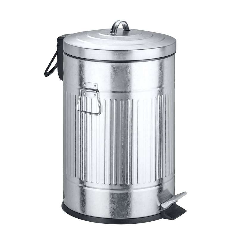 Wenko 20L Pedal Bin - New York Retro Style - Easy Close - Silver