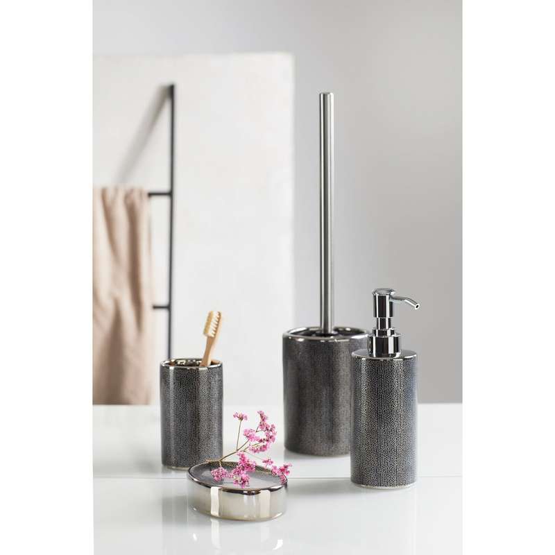 Wenko Toilet Brush Nuria Range Silver/Anthracite - Ceramic