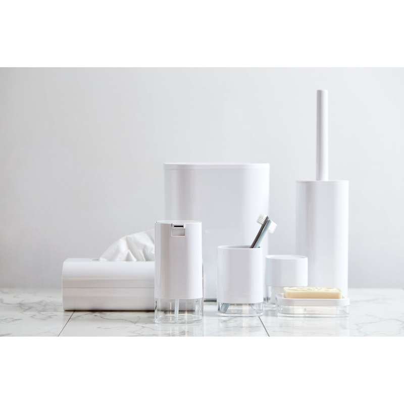 Bathroom Storage Jar Oria White & Clear Acrylic 7.5 X8.5 X7.5cm