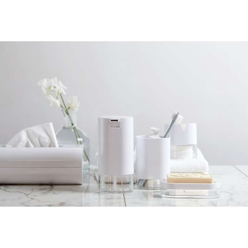 Bathroom Storage Jar Oria White & Clear Acrylic 7.5 X8.5 X7.5cm