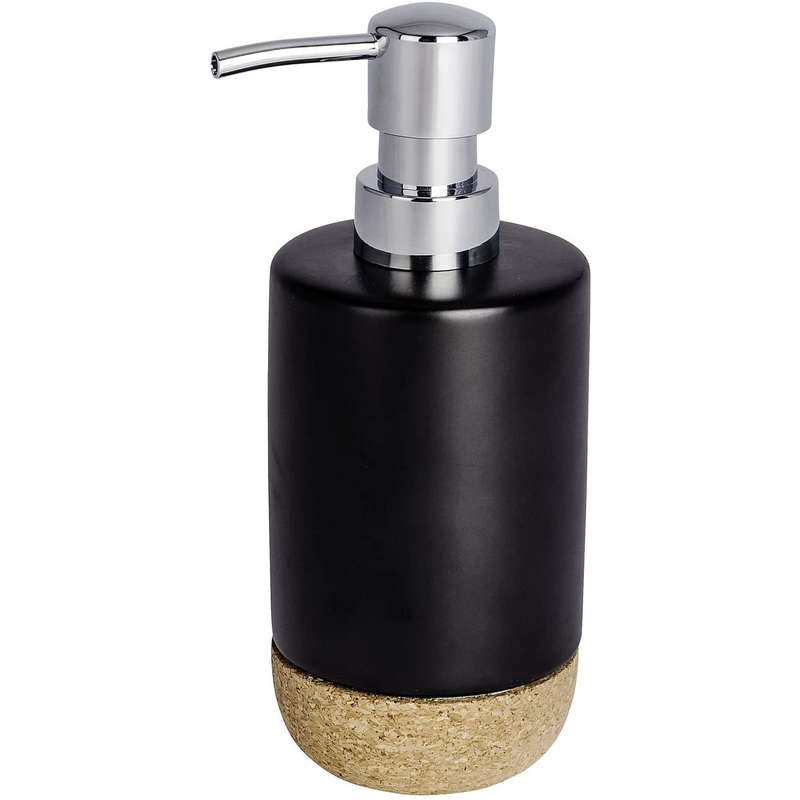 Soap Dispenser Black Ceramic & Cork