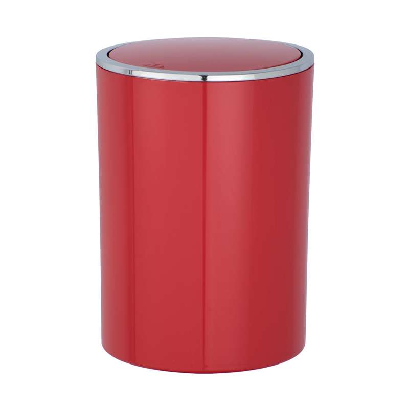 Wenko Swing Bin 5L  - Inca Range - Plastic - Red & Chrome