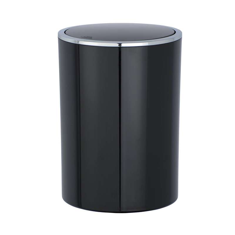 Wenko Swing Bin 5L - Inca Range - Plastic - Black & Chrome