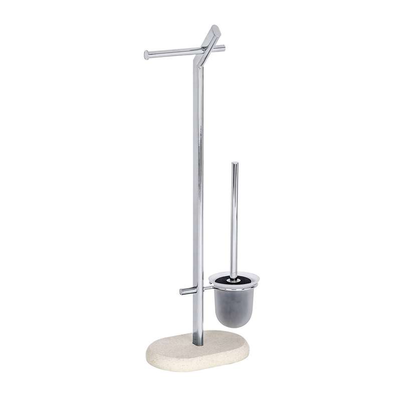 Freestanding Toilet Brush & Roll Holder Puro Steel/Polyresin Sandstone