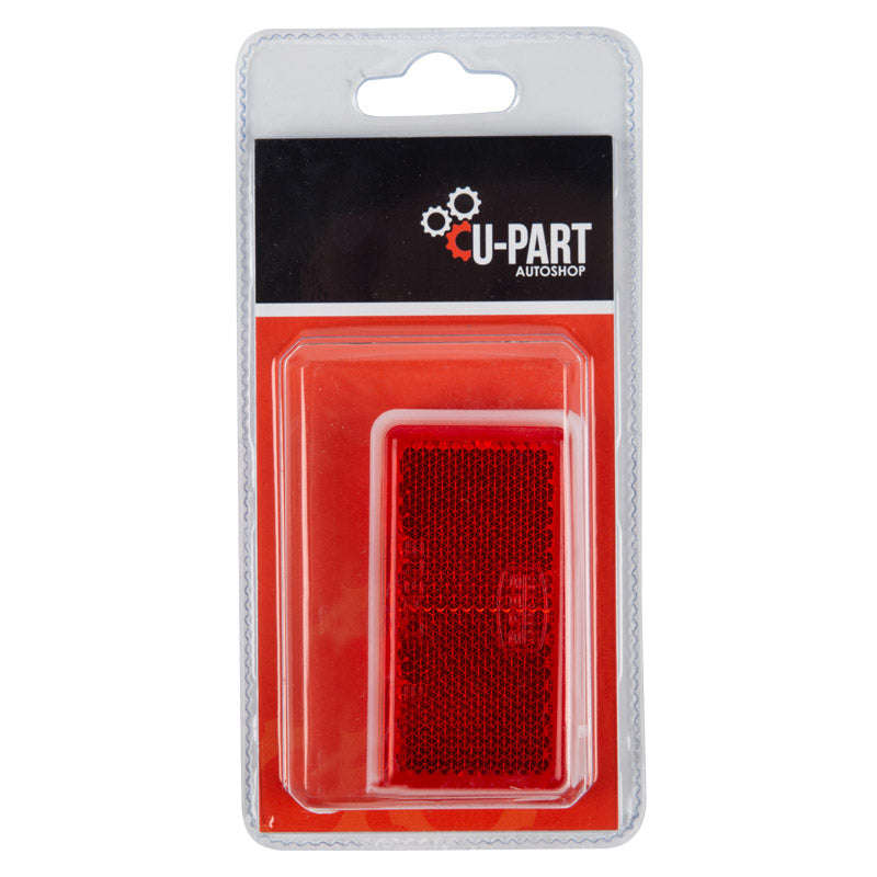 Rectangular Reflector Stick On Red 65 Mm