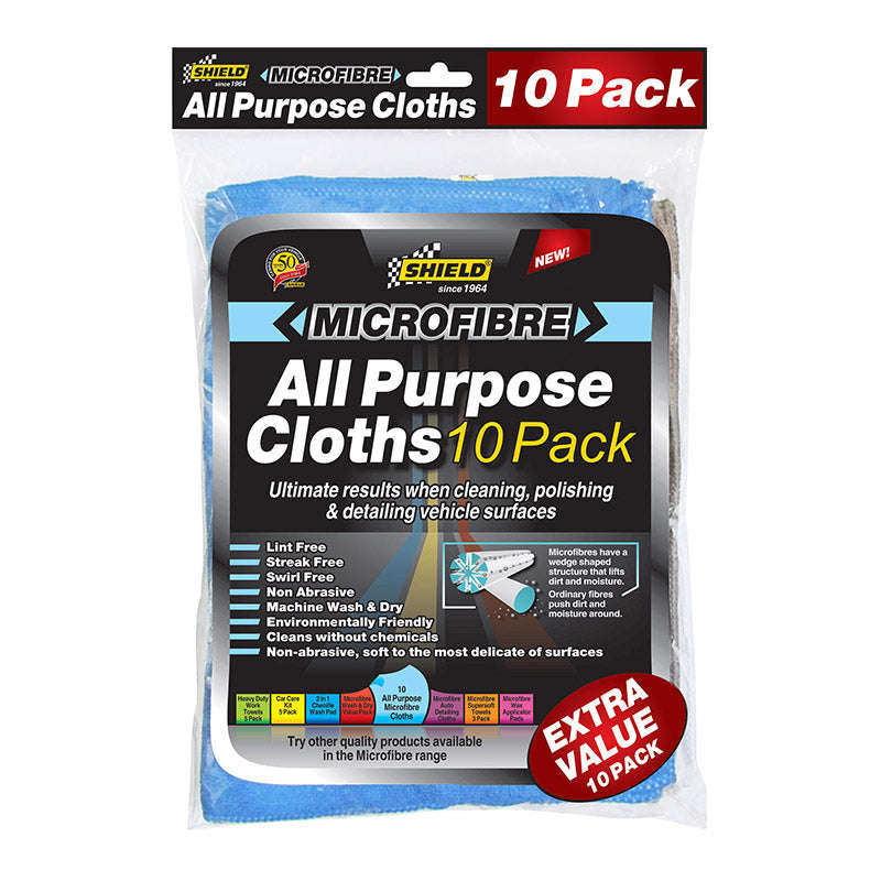 Shield Microfibre All Purpose Cloths 10 Pack
