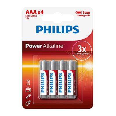 Philips Power Alkaline Lr03 Aaa Batteries 1.5 V 4 Pack