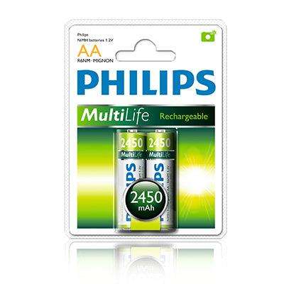 Philips Multilife Ni Mh Rechargeable Aa Batteries 1.2 V 2 Pack