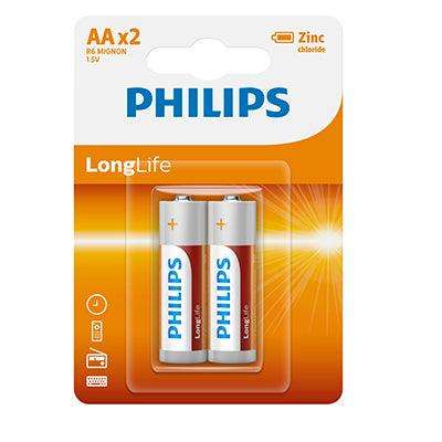 Philips Longlife Zinc Aa Batteries 1.5 V 2 Pack
