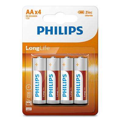 Philips Longlife Zinc Aa Batteries 1.5 V 4 Pack