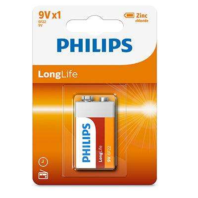 Philips Longlife Zinc Batteries 9 V 1 Pack
