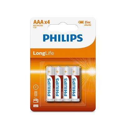 Philips Longlife Zinc Aaa Batteries 1.5 V 4 Pack