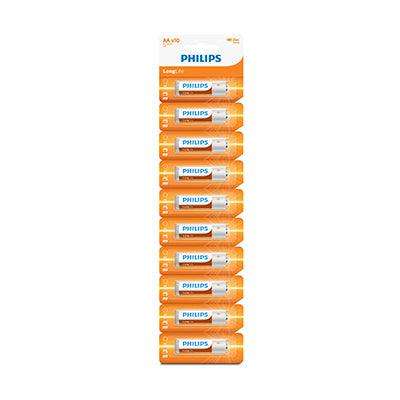 Philips Longlife Zinc Aa Batteries 1.5 V 10 Blister Tear Off Card