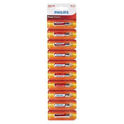 Philips Power Alkaline Aaa Batteries 10 Single Blister With Tear Card