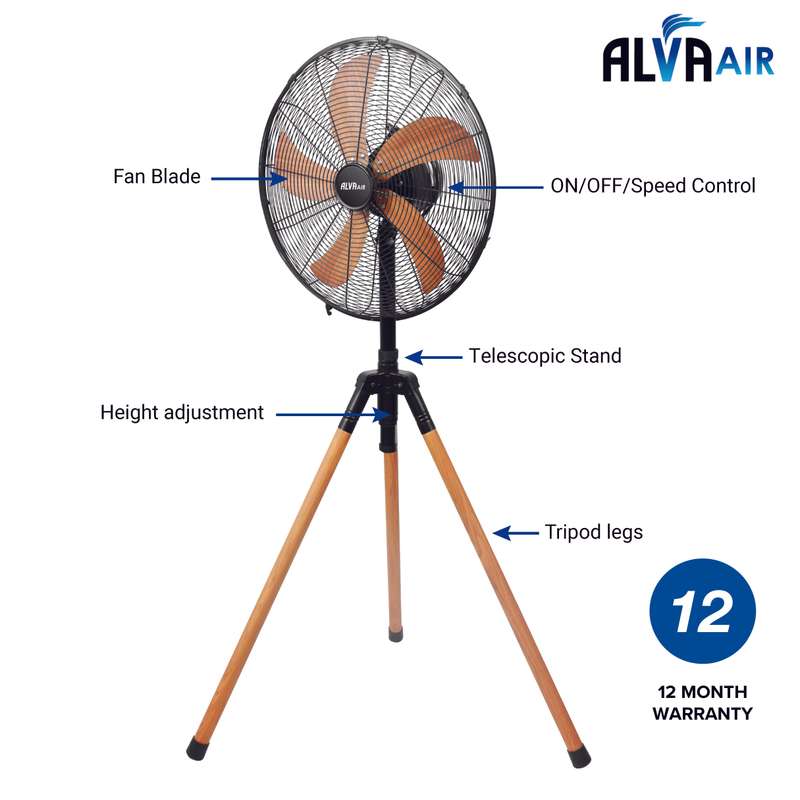 40cm Tripod Fan (Wood Look Finish)