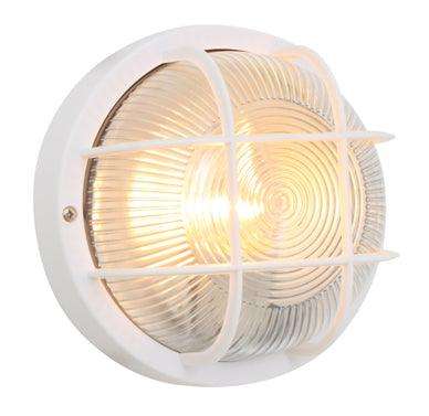 Round Plastic Grid Bulkhead 185mm White 1x60w