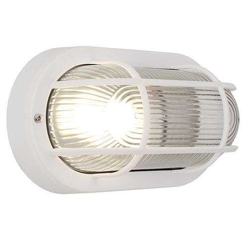 Oval Plastic Grid Bulkhead 205mm White 1x60w