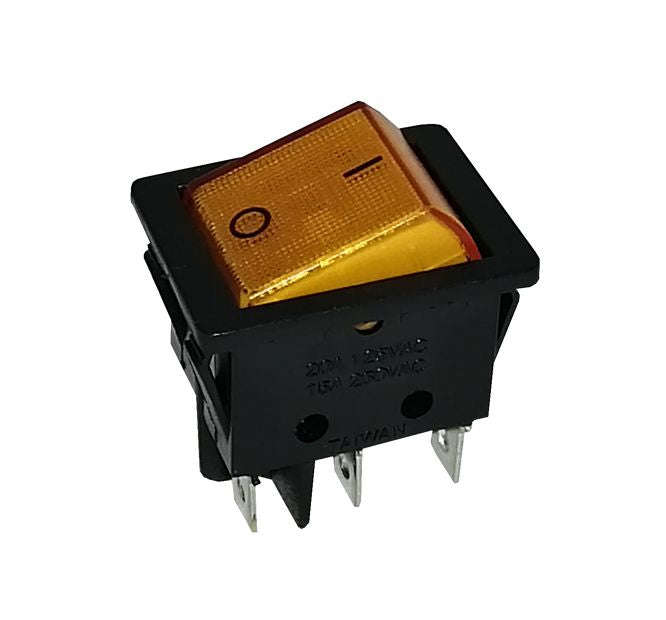 Rocker Switch Dpdt 30x22 Amb Ilu B127 B Amber