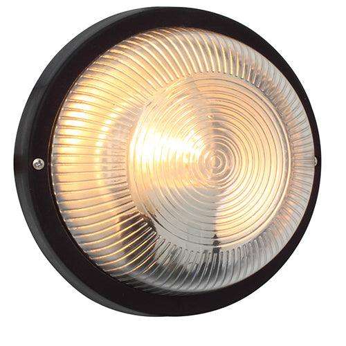 Round Plastic Plain Bulkhead 190mm Black 1x60w