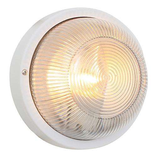 Round Plastic Plain Bulkhead 190mm White 1x60w