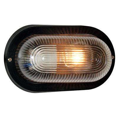 Oval Plastic Bulkhead 205mm Black E27 1x60w