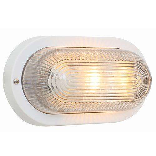 Oval Plastic Bulkhead 205mm White E27 1x60w