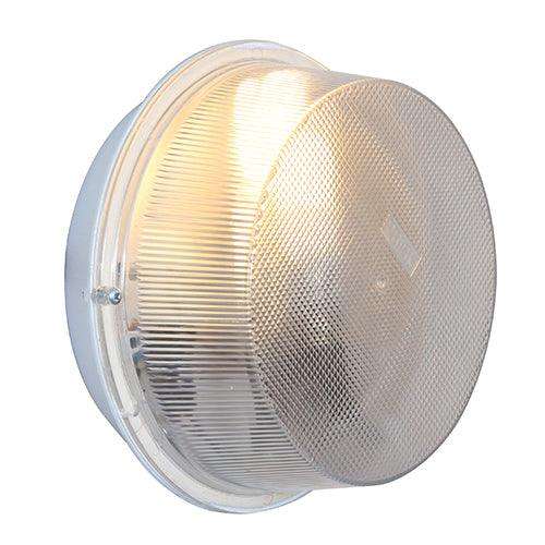 Round Plastic Bulkhead 230mm White 1x100w