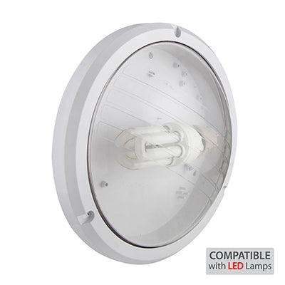 Abs Round Bulkhead 270mm White 1x15w