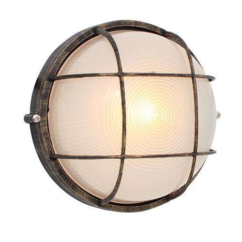 Round Large Grid Bulkhead 240mm Black Gold 1x100w