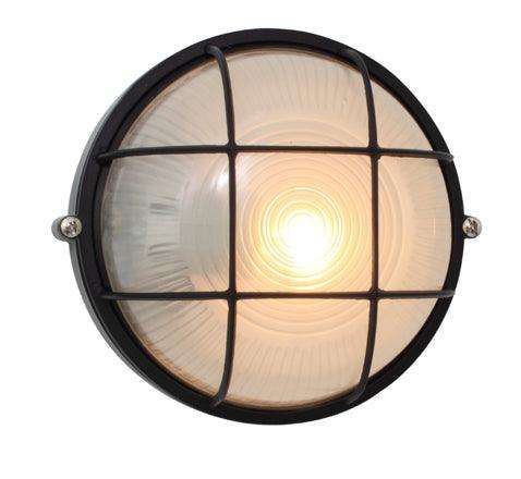 Round Small Grid Bulkhead 180mm Black 1x60w