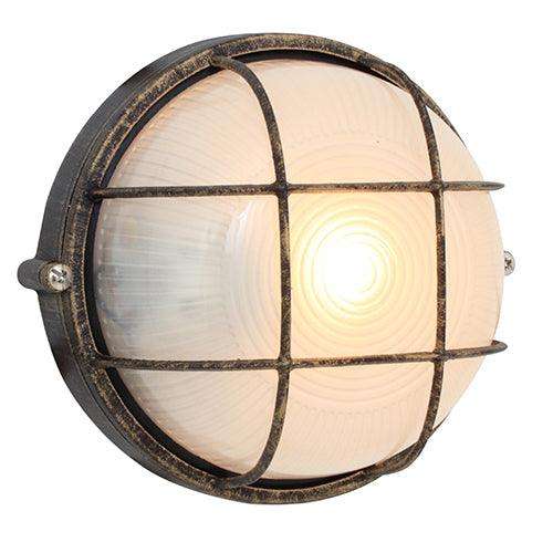 ***Round Small Grid Bulkhead 180mm Black Gold 1x60w