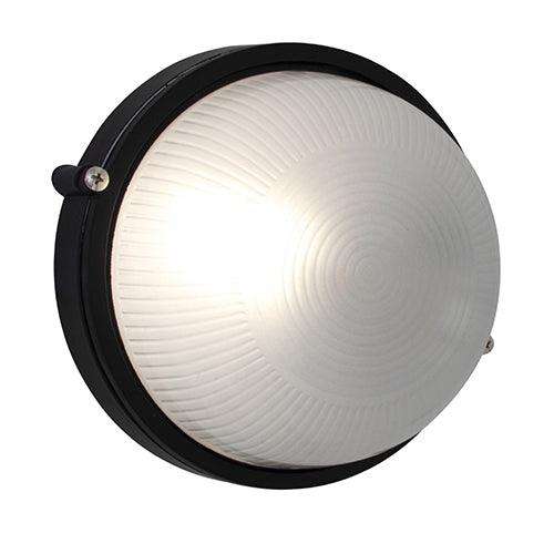 Round Small Plain Bulkhead 180mm Black 1x60w