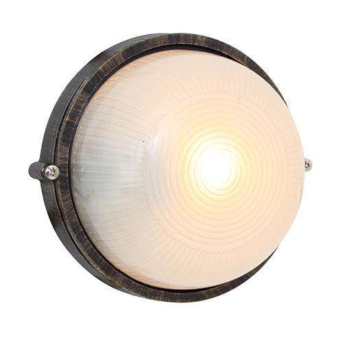 Round Small Plain Bulkhead 180mm Black Gold 1x60w