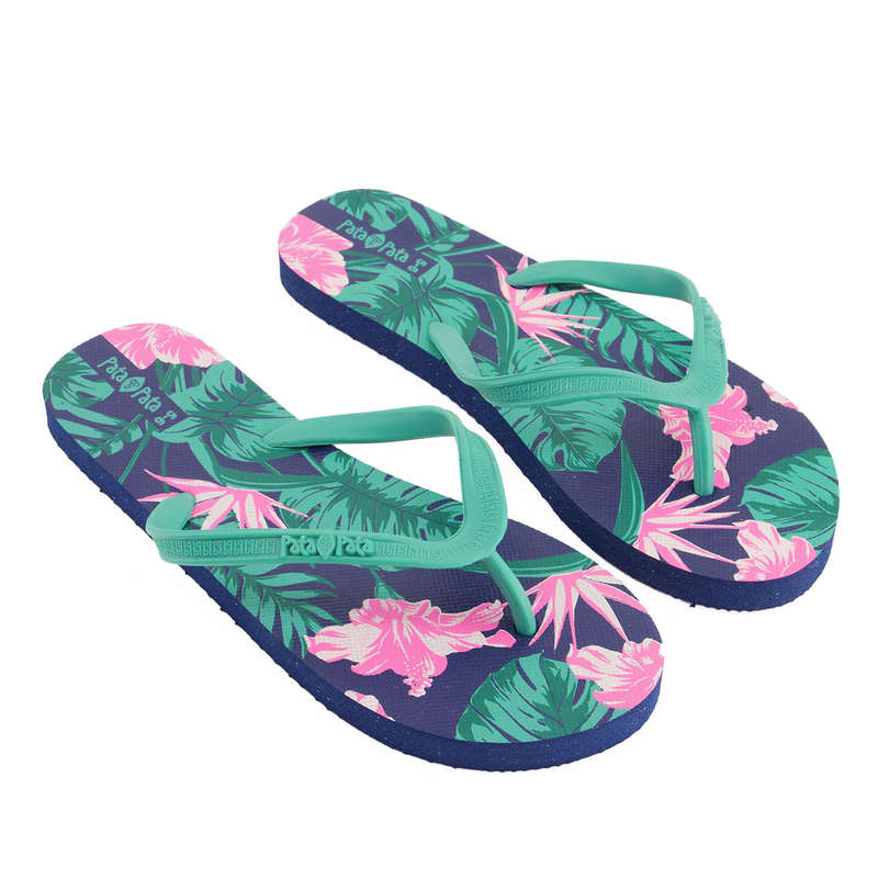 Pata Pata Ladies Flip Flops Green Floral Size 7/8