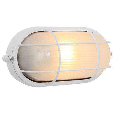 Oval Small Grid Bulkhead 210mm White 1x60w