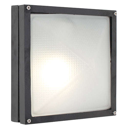 ***Square Small Bulkhead 210mm Black 1x60w